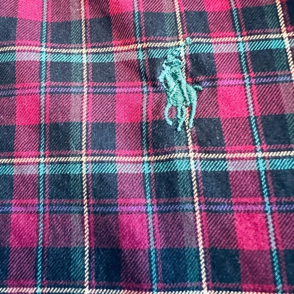 Vintage Ralph Lauren Red & Green Plaid Button Down Long sleeve Shirt size Large - Picture 4 of 10